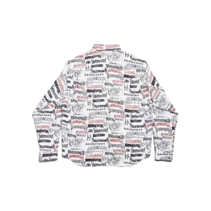 Balenciaga All-Over Logo Long-Sleeve Shirt-6