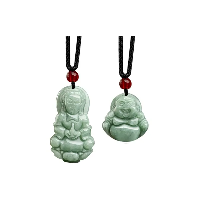 MOONS FAME Bean Type Jadeite Buddha Necklace Unisex-9