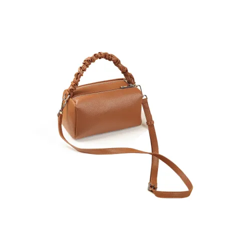 VANDEE Cow Leather Pillow Bag One Shoulder Crossbody Handbag Small Size Women's Caramel