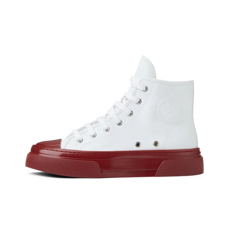 CHARLES&KEITH Small Ck High Top Canvas Shoes 3.5cm Women's Red/BLACK TEXTURED Black Textured-0