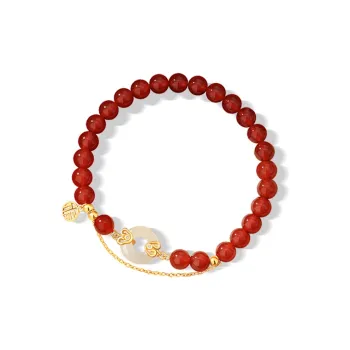 7℃ Bracelets Pale Greenish White Jade Unisex