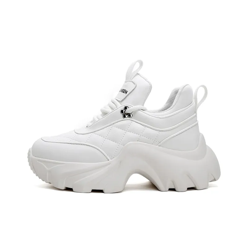 Mulinsen Cushioning Height Increasing Chunky Sneakers White-0