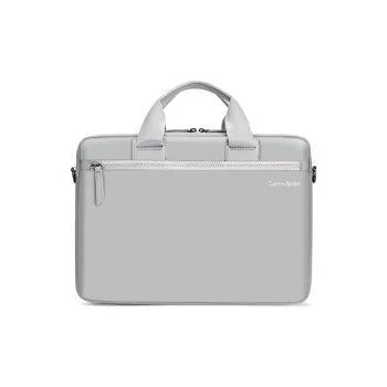 SAMSONITE Polyester PU Briefcase Laptop Bag Shoulder Bag Handbag Regular Unisex Silver Gray