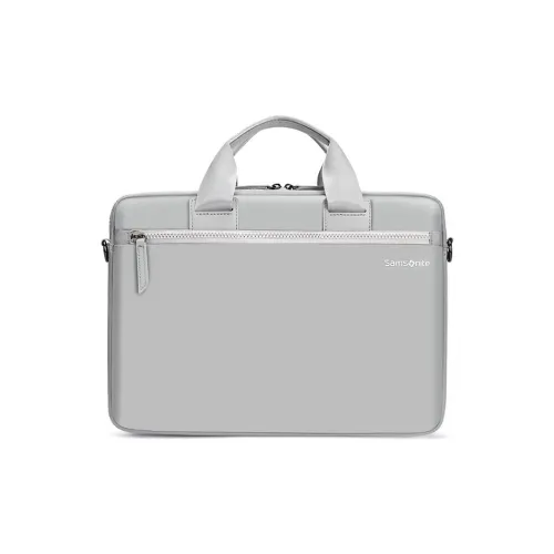 SAMSONITE Polyester PU Briefcase Laptop Bag Shoulder Bag Handbag Regular Unisex Silver Gray