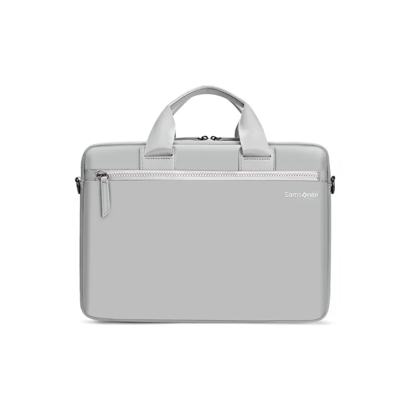 SAMSONITE Polyester PU Briefcase Laptop Bag Shoulder Bag Handbag Regular Unisex Silver Gray-0