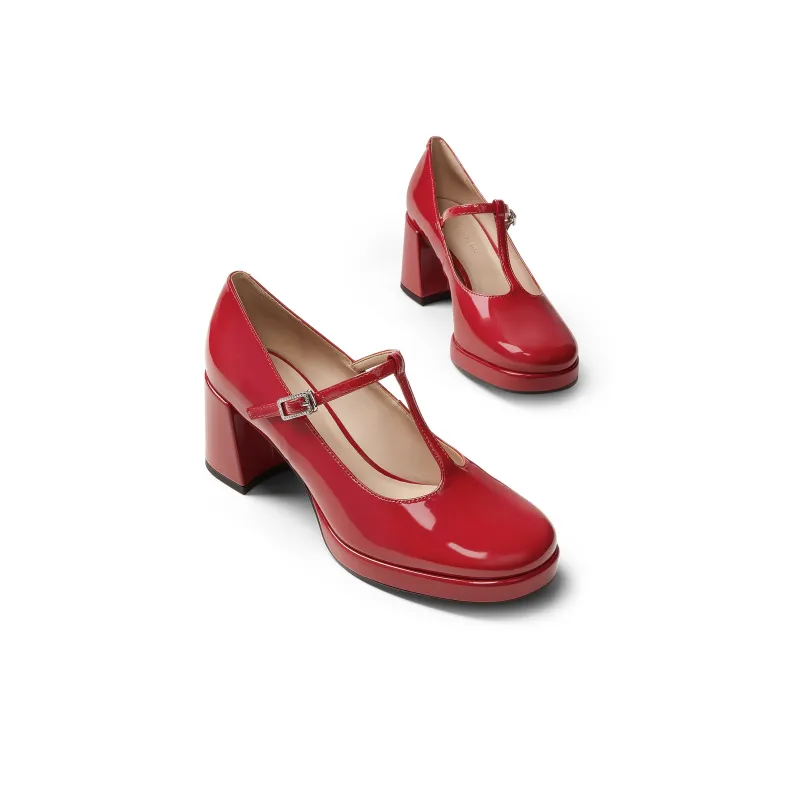 CHARLES&KEITH Small CK Mary Jane High Heels Chunky Heel Women's-10