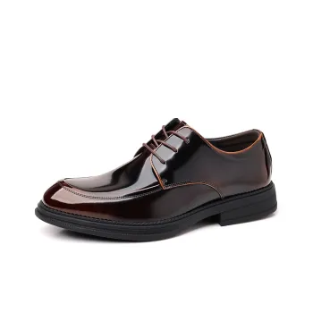 Xiwencha Dress Shoes Men Low Top Black/Burgundy