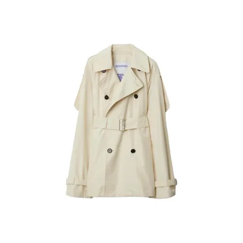 Burberry Trench Coats Women's Plain White Fabric