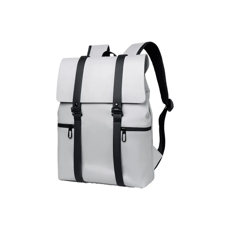 MUYKUY PU Leather Patchwork Backpack Regular Unisex Galaxy Gray/Black-1