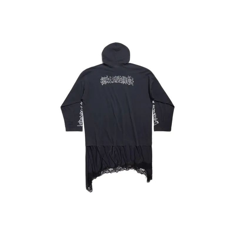 Balenciaga Logo Printed Layered Hoodie Dress-1