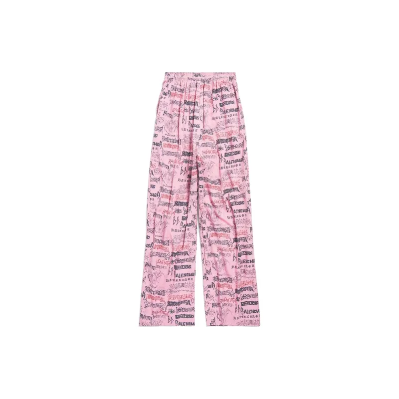Balenciaga SS24 Casual Pants Loose Fit Style Women's Pink-1