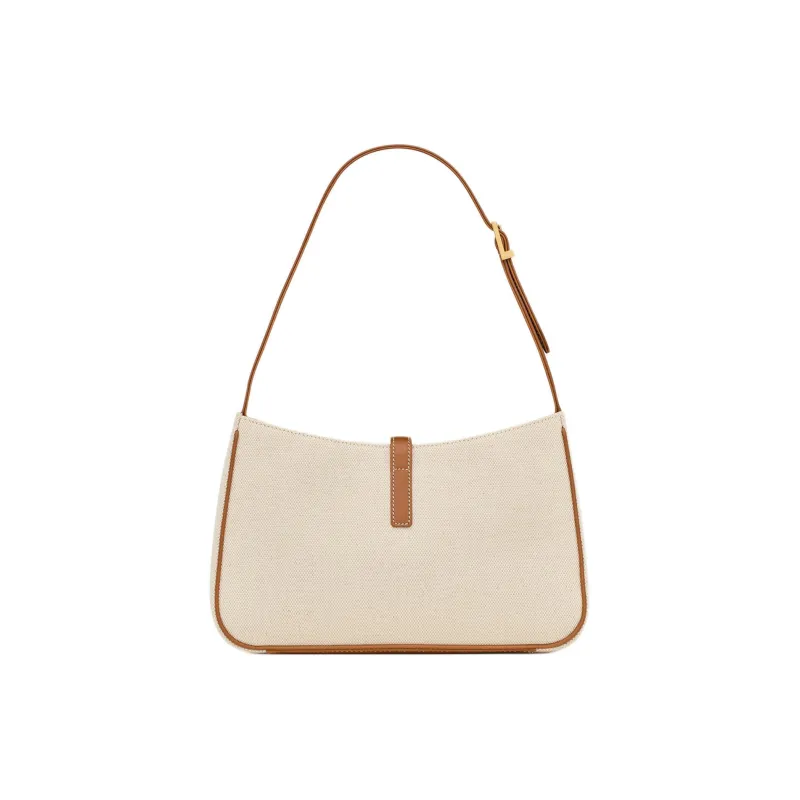 SAINT LAURENT LE5A7 Canvas With Leather Canvas Bag Shoulder Bag Hobo Bag Handbag Shoulder Bag Women's Taupe & Brick Red-3