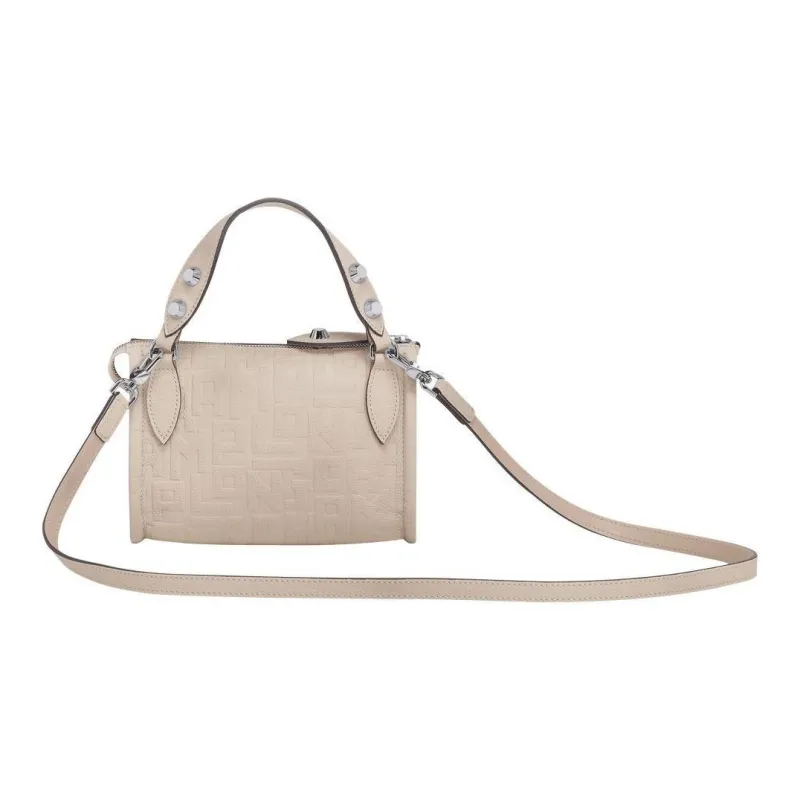 LONGCHAMP La Voyageuse Large Cow Leather Shoulder Bag Crossbody Bag Handbag Women's Pink White-4