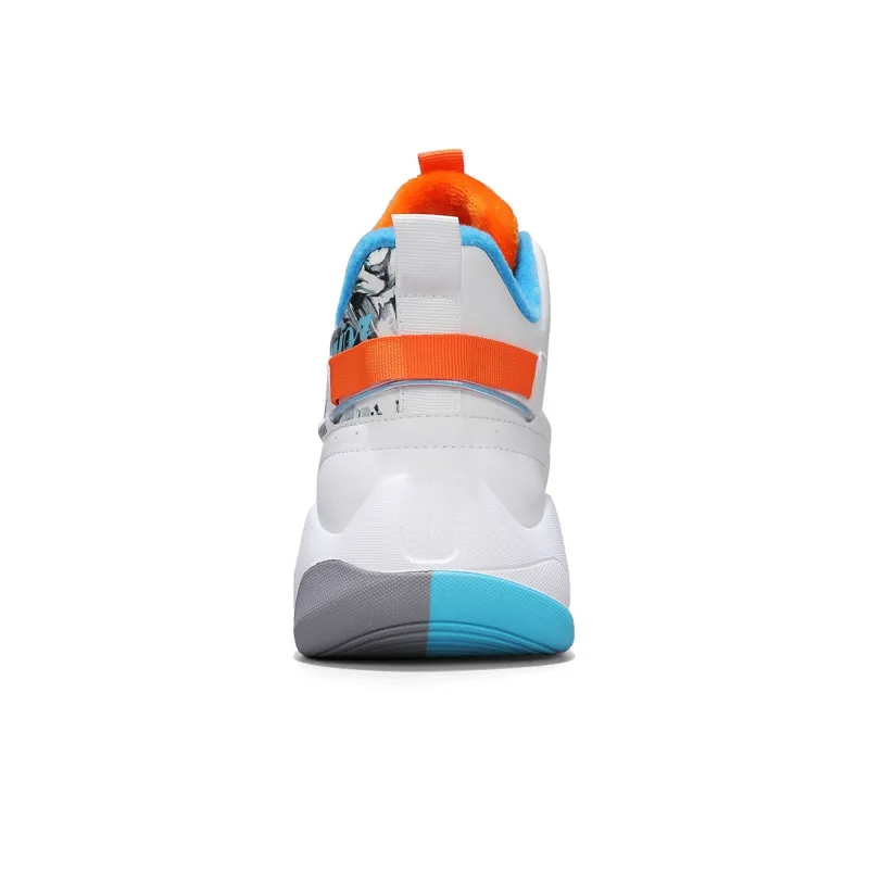 WARRIOR Basketball Shoes Men High Top Blue Orange-3