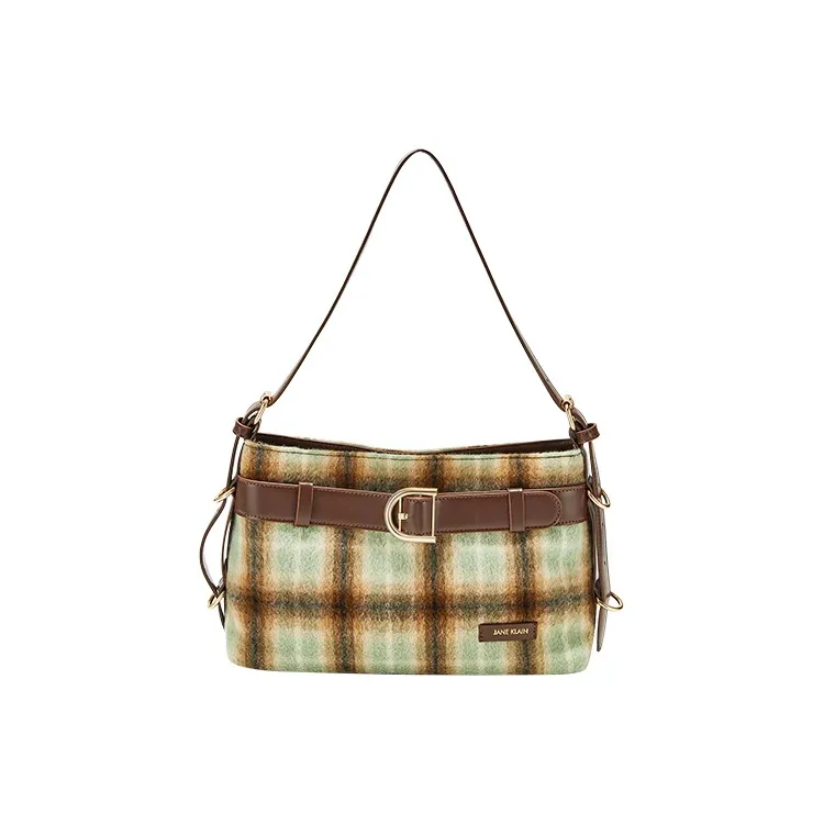 JANE KLAIN Fabric+Synthetic Leather Handbag Shoulder Bag Women's Blue/Brown-3