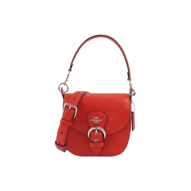 COACH Kleo Leather Saddle Bag, Portable Crossbody Bag, Shoulder Bag Women's Red-2