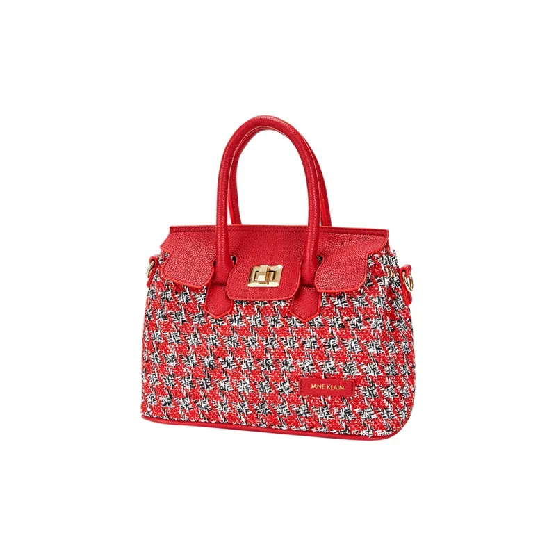 JANE KLAIN Fabric+Synthetic Leather Shoulder Bag Crossbody Bag Handbag Regular Women's Black/Red-8