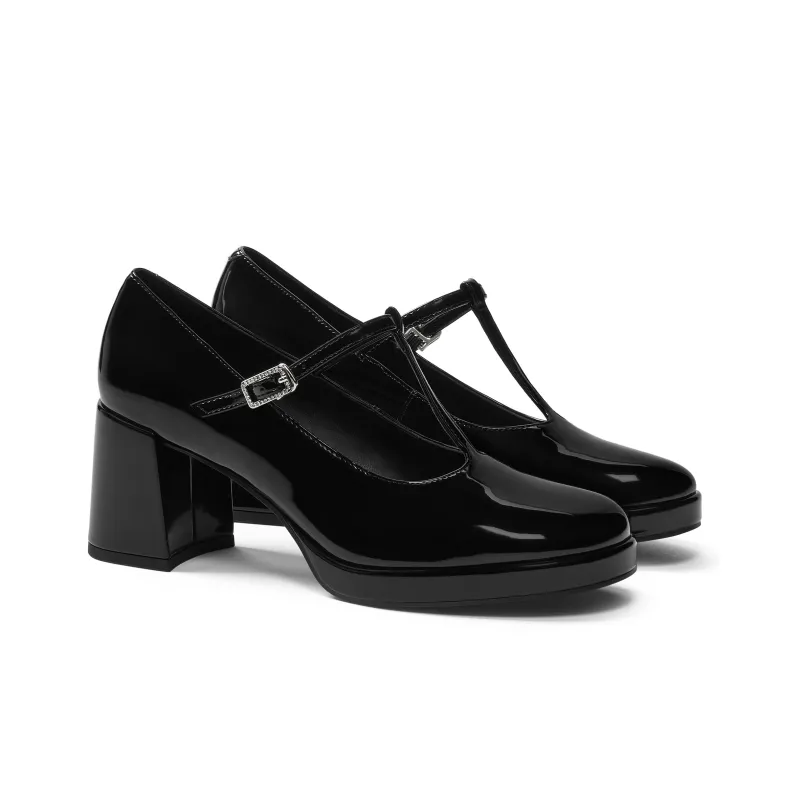 CHARLES&KEITH Small CK Mary Jane High Heels Chunky Heel Women's-1