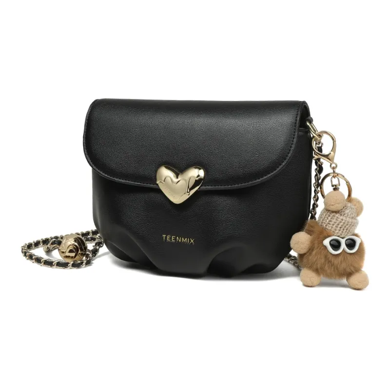 Teenmix Cow Leather Cloud Bag, Shoulder Bag, Crossbody Bag Trumpets Women's Black/Ecru/Pink-2