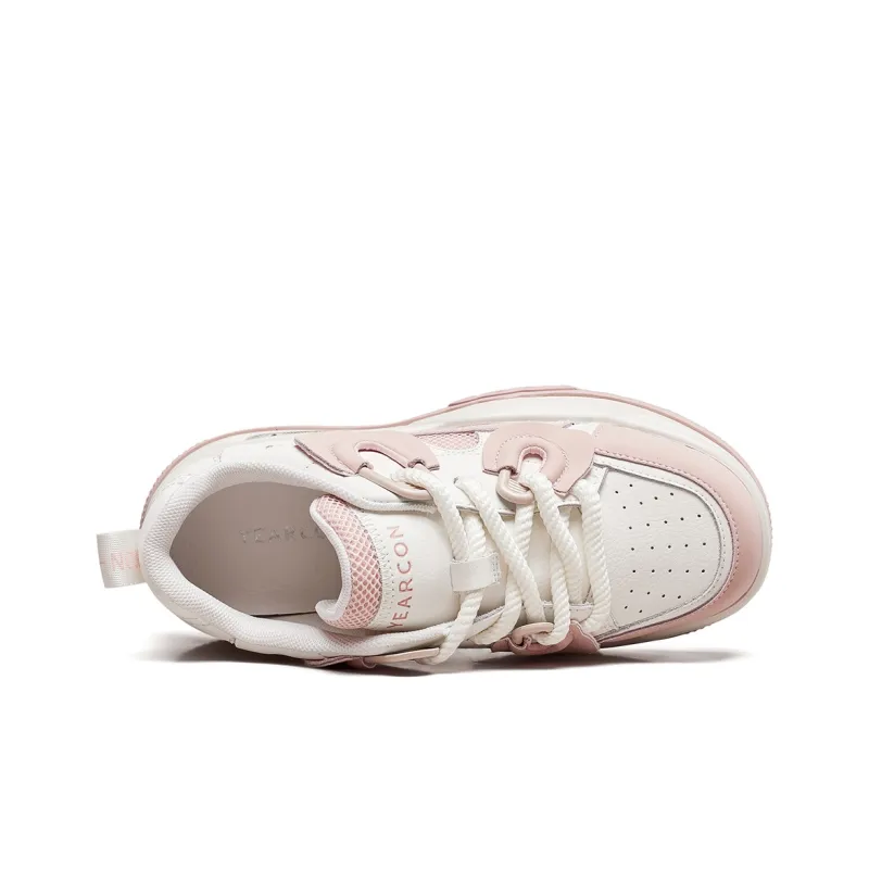 YEARCON Skateboard Shoes Women's Low Top Beige/Pink-7
