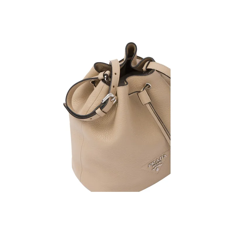 PRADA Leather Bucket Bags Shoulder Bag Crossbody Bag Women's Sand-4