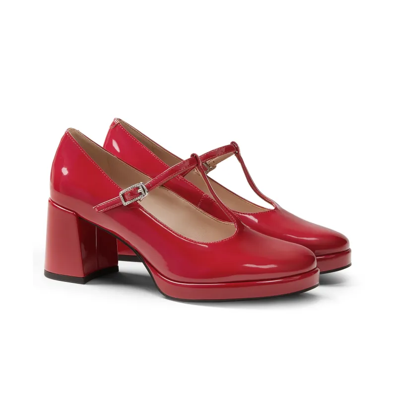 CHARLES&KEITH Small CK Mary Jane High Heels Chunky Heel Women's-9