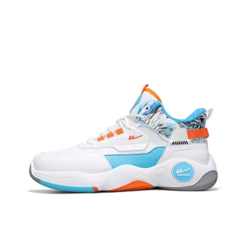 WARRIOR Basketball Shoes Men High Top Blue Orange