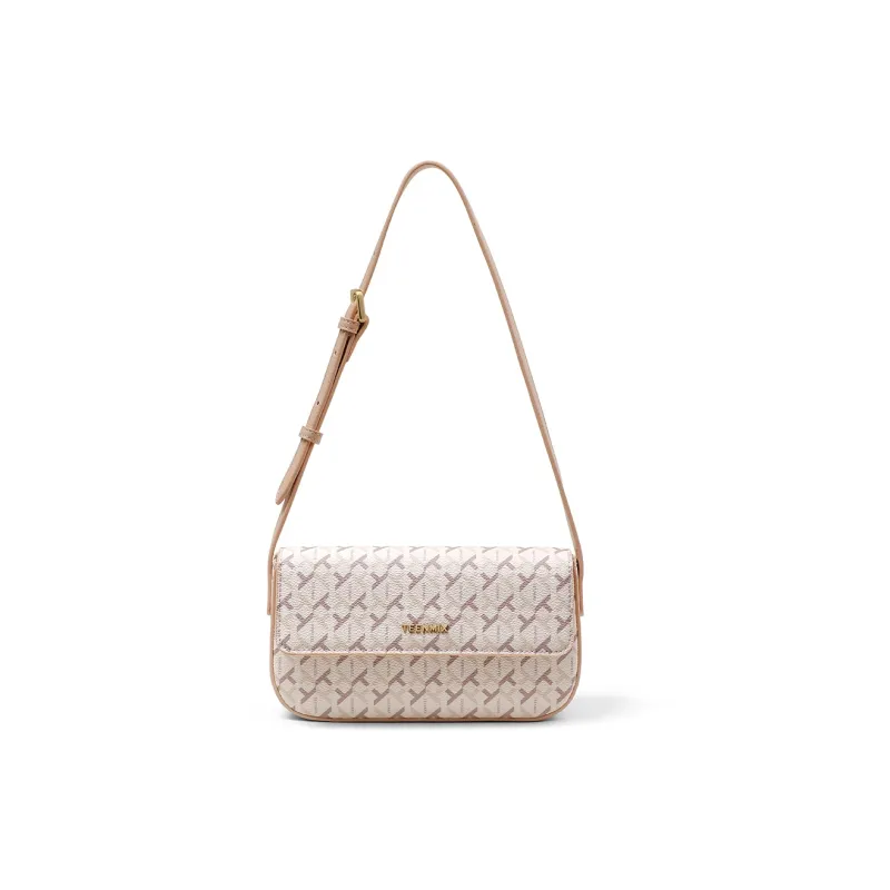 Teenmix PVC Envelope Bag, Shoulder Bag Medium Size Women's Cherry Blossom Pink/Mocha-1