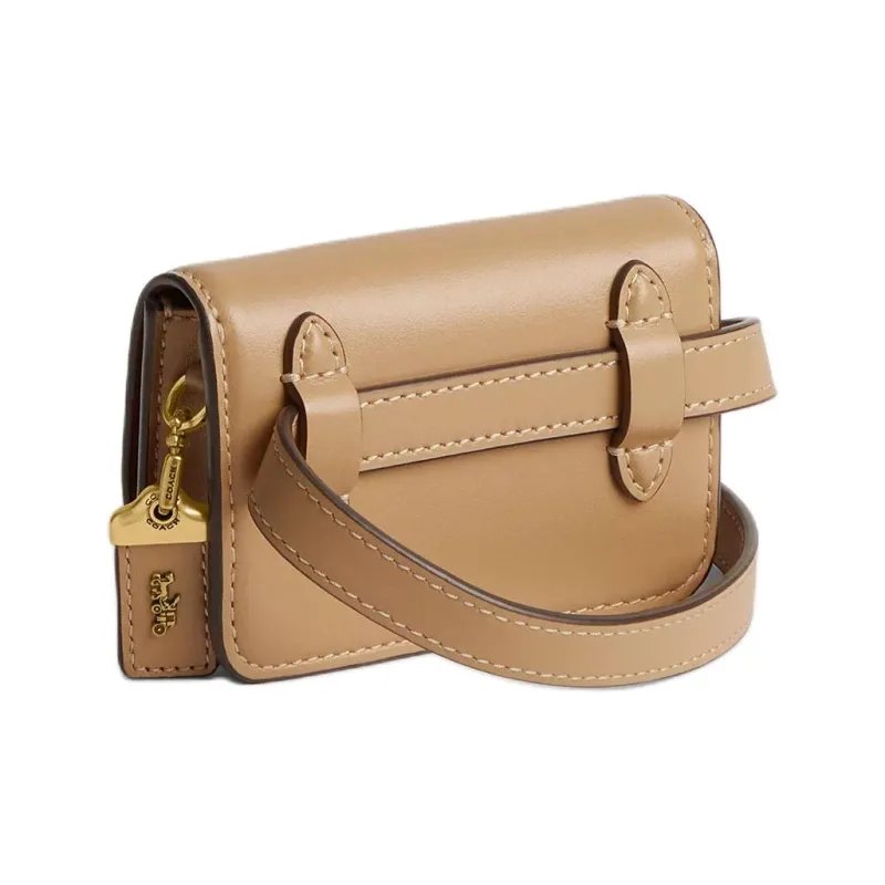 COACH Bandit Calfskin Card Holder, Fanny Pack Mini Women's Brass & Tan-1