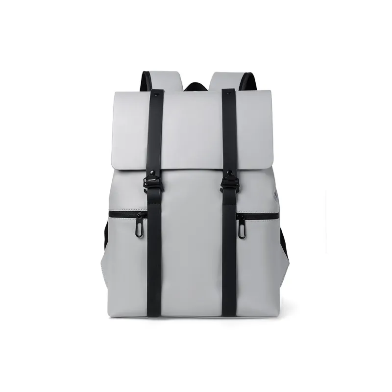 MUYKUY PU Leather Patchwork Backpack Regular Unisex Galaxy Gray/Black-0