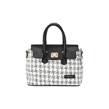 JANE KLAIN Fabric+Synthetic Leather Shoulder Bag Crossbody Bag Handbag Regular Women's Black/Red