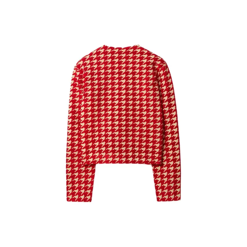 Burberry Houndstooth Pattern Crewneck Buttoned Cardigan-6