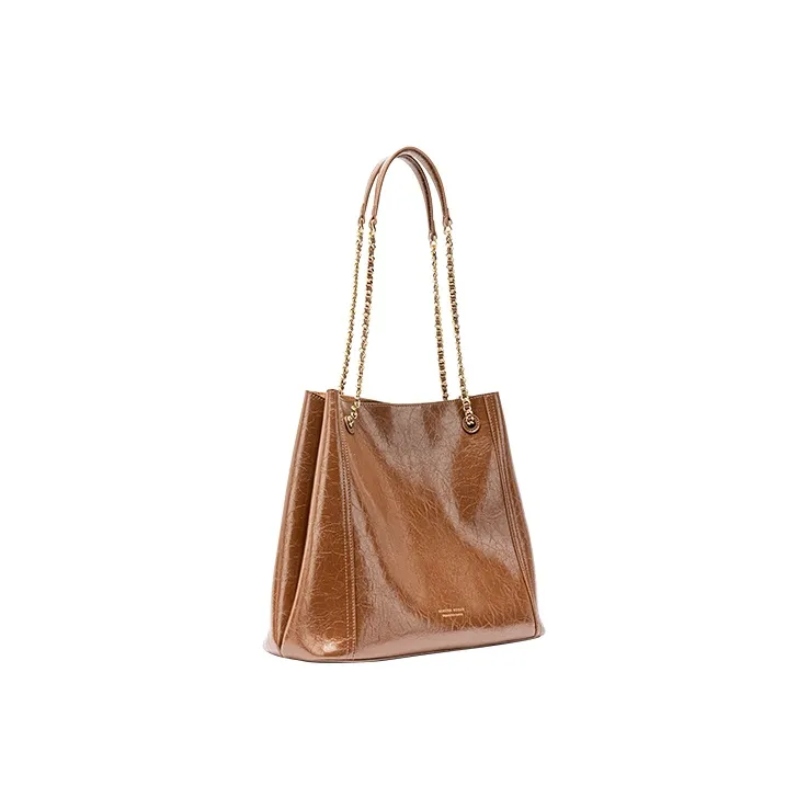 VANESSA HOGAN Cow Leather Patchwork With Artificial Leather Handbag Shoulder Bag Large Size Women's Brown-1