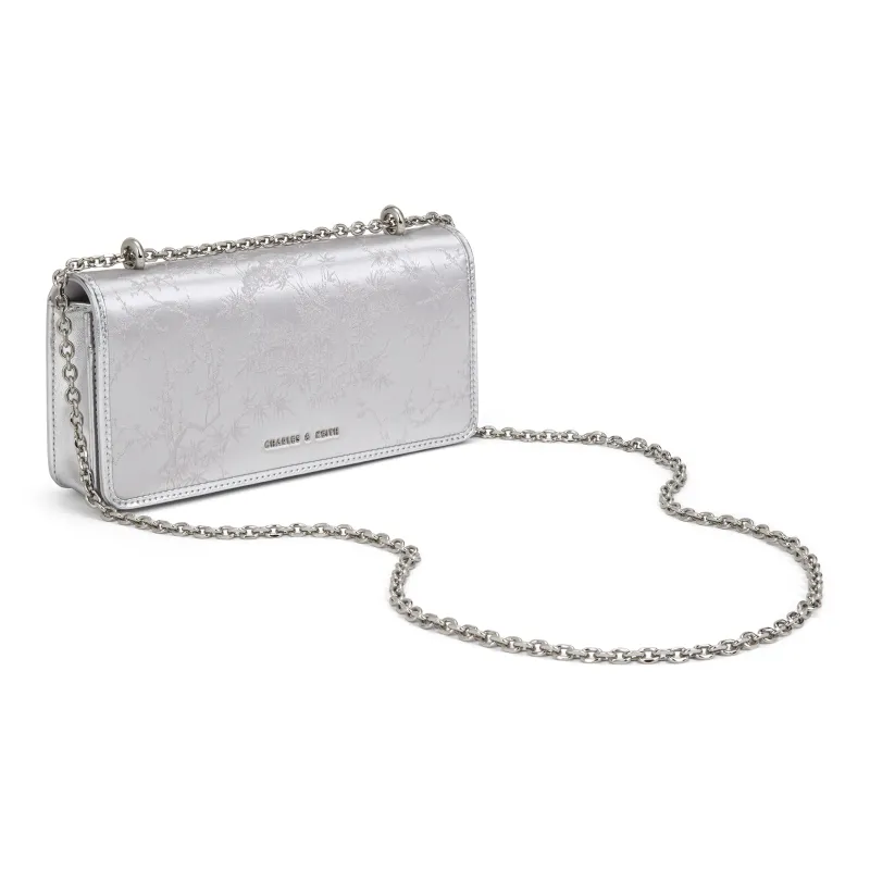 CHARLES&KEITH Satin Chain Small Square Bag Small Size Women's Solid Color-2