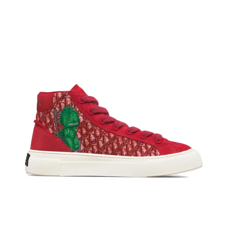DIOR B33 High Top Skateboard Shoes Men's Red-1