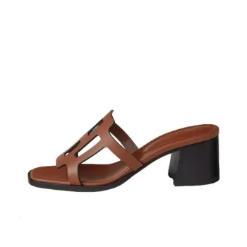 HERMES Izzy Slide Slippers 6cm Women's Brown
