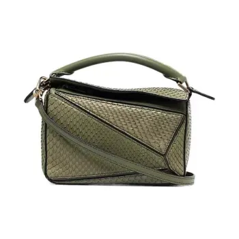 LOEWE Puzzle Snake Skin Shoulder Bag Crossbody Bag Handbag Mini Women's Green