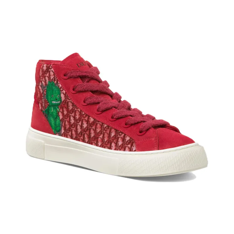 DIOR B33 High Top Skateboard Shoes Men's Red-2