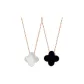 18K Gold Double-Sided Four-Leaf Clover Necklace (Black & White)