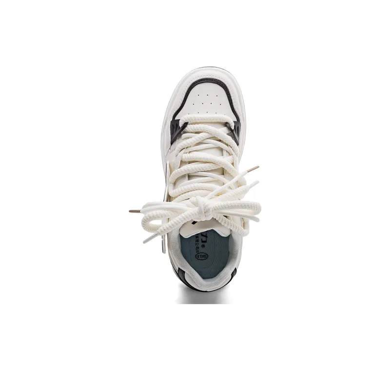 Warrior Warrior Height Increasing Wear Resistant Low Top Skateboard Shoes Women's White Black-3