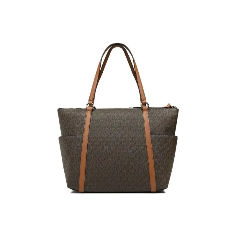 MICHAEL KORS MK Sullivan Coated Canvas/ Tote Bag, Shopping Bag, Handbag Tubas Women's Dark Brown & Acorn Brown-4