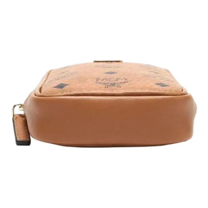 MCM Klassik Visetos Leather One Shoulder Crossbody Fanny Pack Mini Unisex Brown Cognac-4
