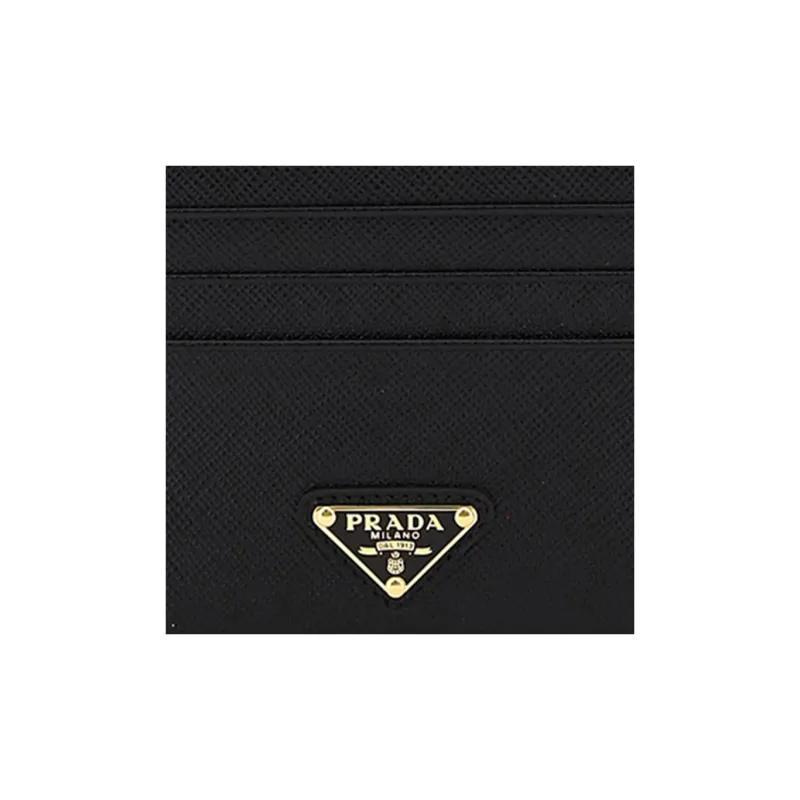 PRADA Saffiano Leather Card Holder Small Size Women's Black-4