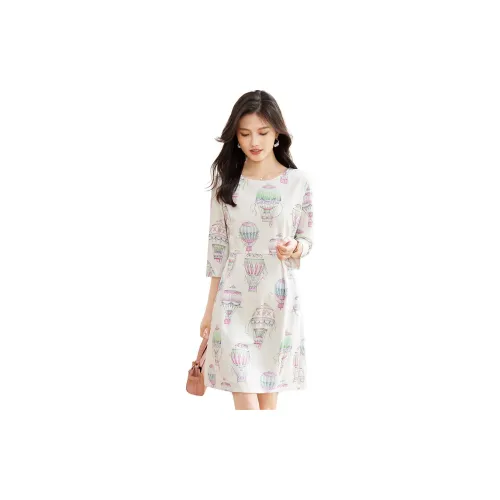 Like the age of water Long-Sleeved Dresses Women's Colorful Flowers