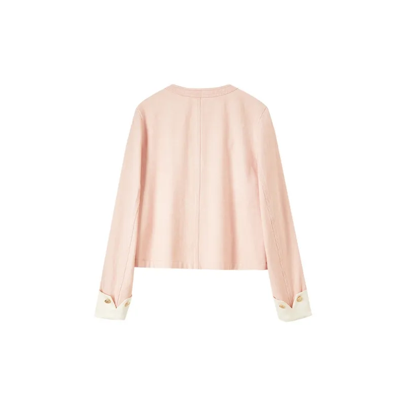 SENTUBILA Cropped Coat Women's Coral Pink-1
