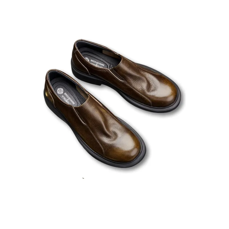 Brounvanm Men's Casual Shoes Men Low Top Black, Brown-6
