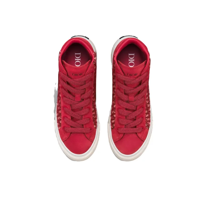DIOR B33 High Top Skateboard Shoes Men's Red-3