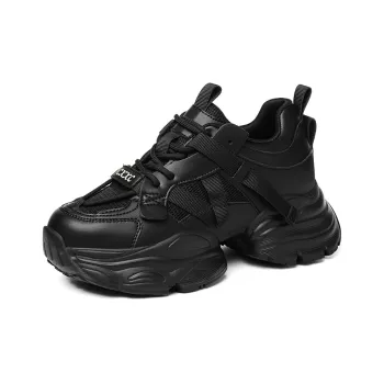 Golden Silk Rabbit Low Top Chunky Sneakers Women's Black