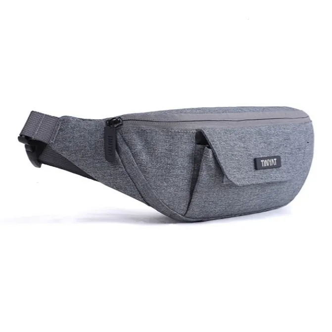 TINYAT Polyester Fanny Pack With Cell Phone Pouch And Crossbody Bag Small Size Unisex Blue/Gray-1