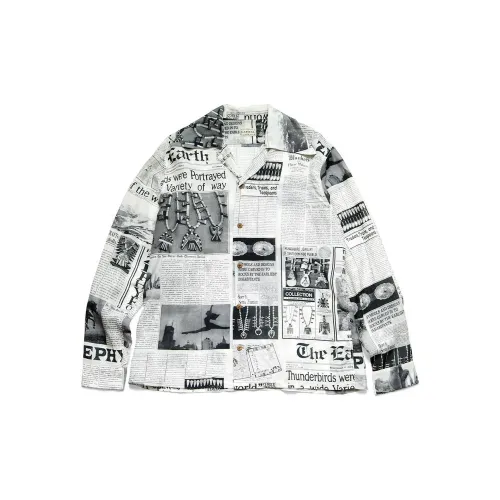 Kapital Newspaper-print Cuban-collar Shirt